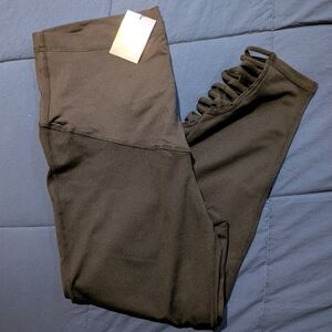 Pink Blush Maternity Leggings Cropped Black With Side Cutouts - Size 1X